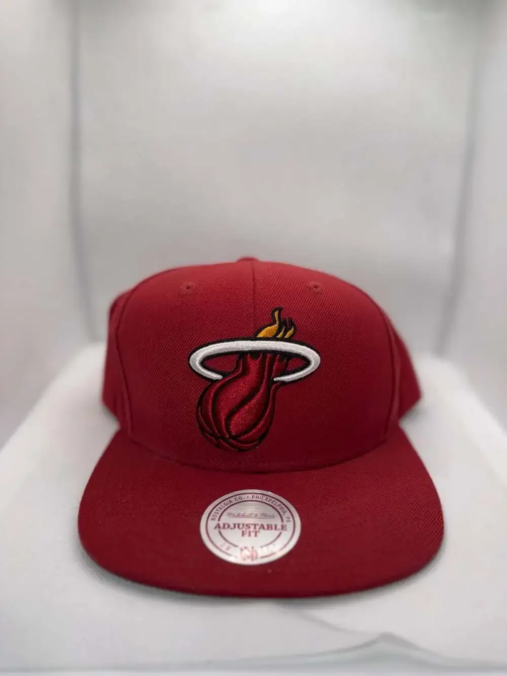 Mitchell & Ness Miami Heat Red Snapback Hat Green Underbrim Adjustable